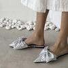 2025 Neue Sommerliche Schlichte Spitzschuhe Damen Hausschuhe Mode Schmetterlingsknoten Ballerinas Party Pantoletten Slide Schuhe