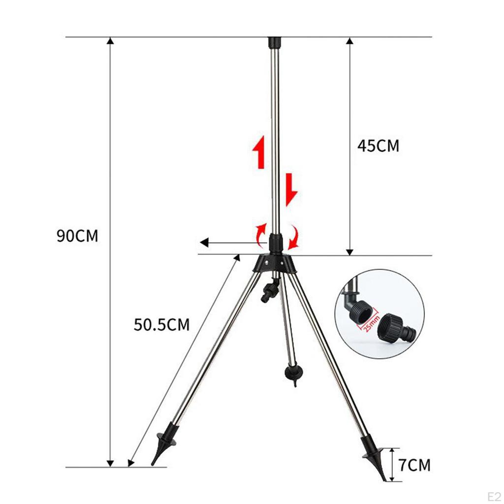 Rotating Tripod Sprinkler with 3/4inch Dn20 Quick Connector Multipurpose Telescoping 53cm-90cm for