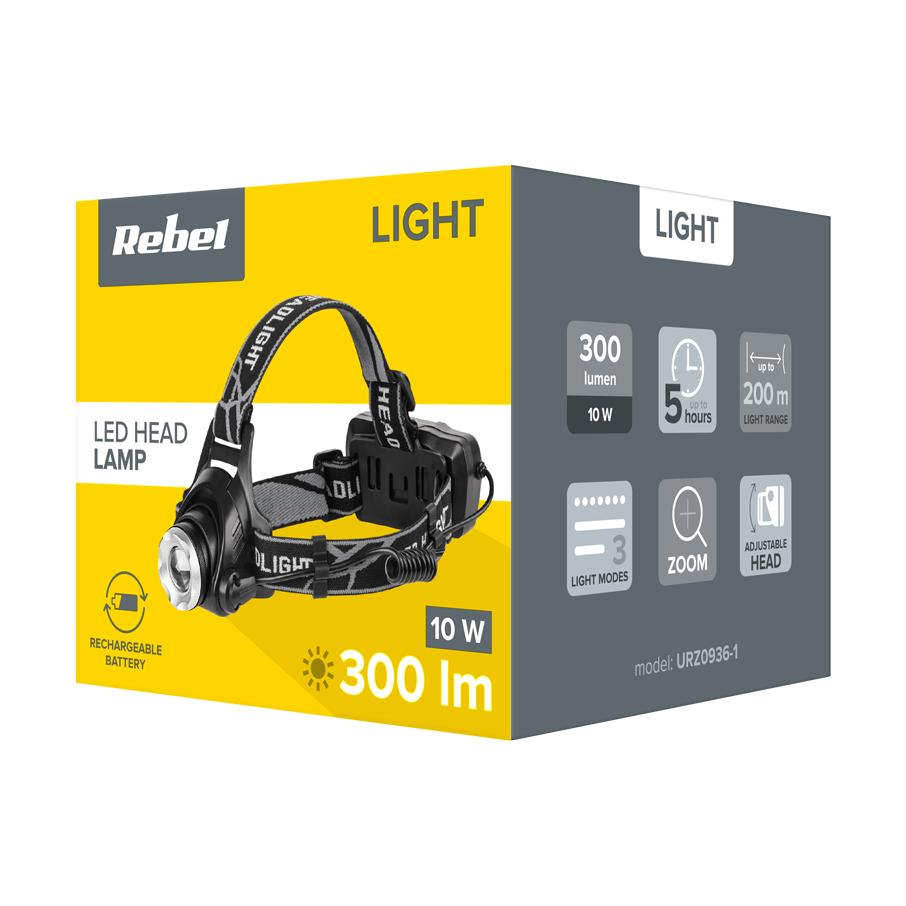 Rechargeable 10W Zoom Aluminum Headlamp Rebel 300 Lm 200 M Range