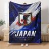 Blue Red Brush Stroke National Team Badge Print Flannel Throw Blanket, Soft Warm Cozy Bed Sofa Cover for Home Decor