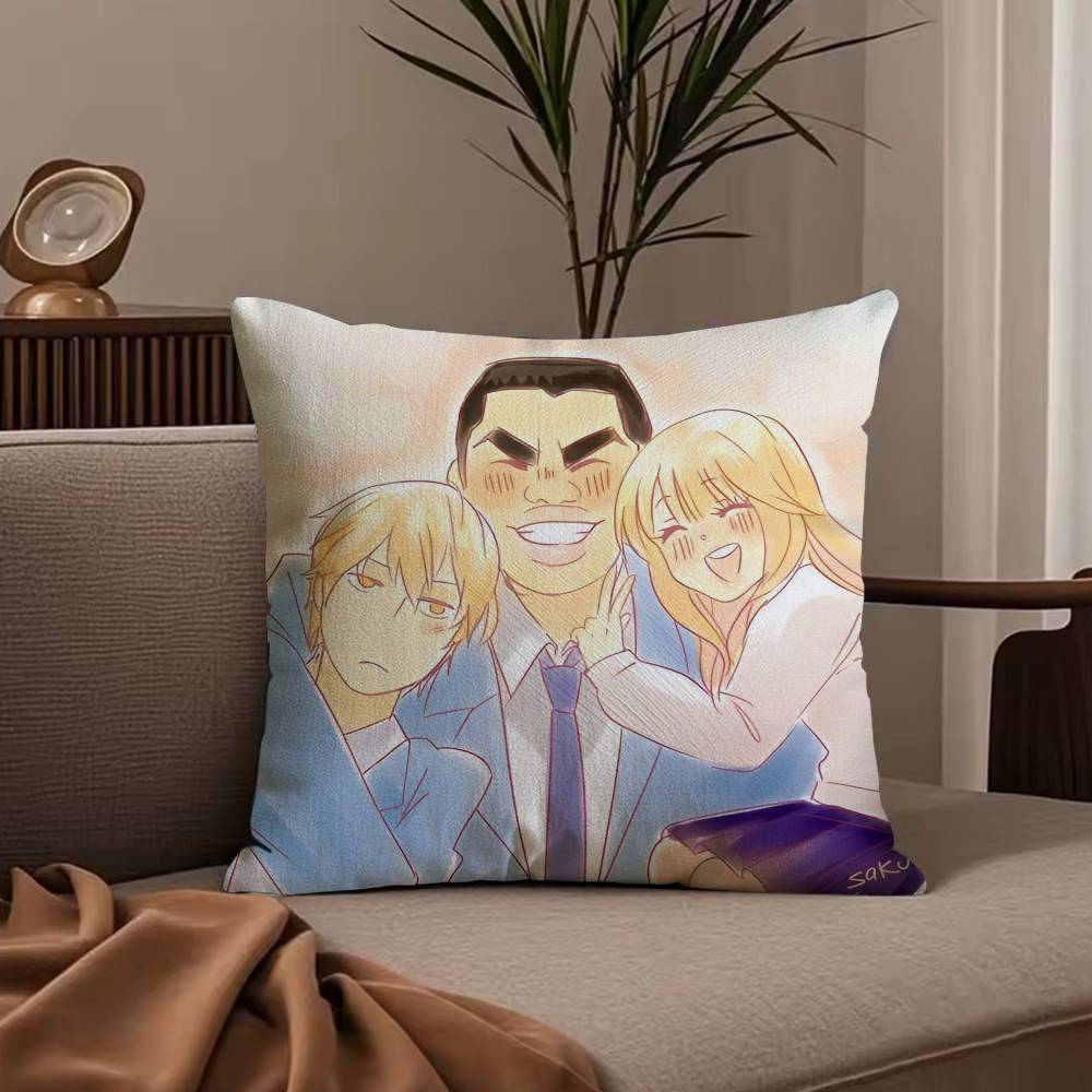 Anime M-My L-Love Story Pillow Case Anti-dustmite Pillowcase Invisible Zipper Silky Short Plush Sofa Cushion Cover