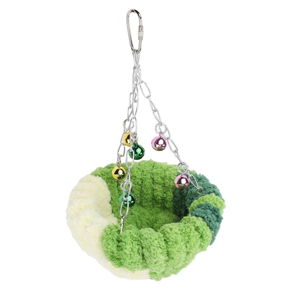 Bird Nest Warm Cozy Soft Plush Cute Look Bell Pendant Parrot Breeding Nest Bed Hanging Swing for Home Indoor