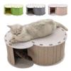 Halbgeschlossener Haustiertunnel Katzenbett Wasserdicht Abnehmbar Katzenfilzbett Spielfilznest Tunnel Tunnelnest Haustier Katze W6H7