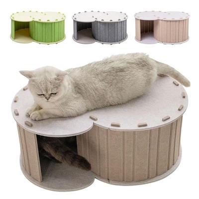 Semi Enclosed Pet Tunnel Cat Bed Waterproof Detachable Cat Felt Bed Playing Felt Nest Tunnel Tunnel Nest Pet Pet Cat W6H7