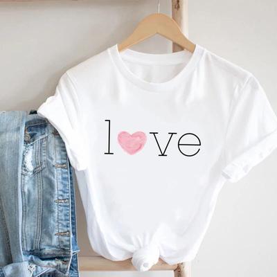 (Asian Size) Tee Top Women Print Love Letter Style Trend Lady Clothing Casual Short Sleeve Fashion Tshirt  Female Graphic T-shirt