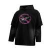 Mens Oversized Hoodie With Distressed Washed Abstract Print Loose Fit Streetwear Sweatshirt Fall