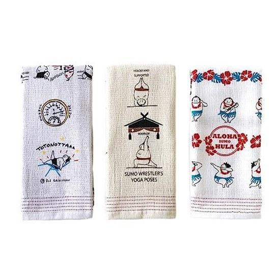 Kontex Towel Tenugui 3-piece set Face Fabric Goyomi (Sumo Sauna Sumo Yoga Hula)