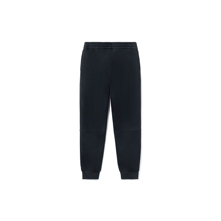 Li-Ning Solid Color Fleece Sports Pants Men Bottoms Black AKLR849-1