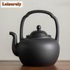 1000ML Czarny Ceramiczny Czajnik z Czarno-Białej Gliny Ręcznie Robiony Czajnik z Uchwytem w Kształcie Latarni Pałacowej Czajnik do Gotowania Wody na Węgiel Zestaw Herbaciany