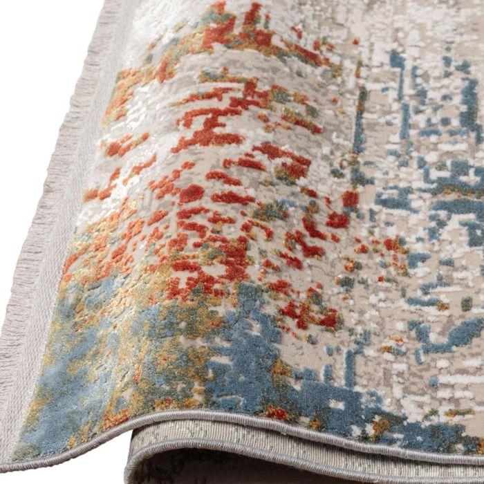 Tapis design abstrait en viscose douce gris multicolore 200x290
