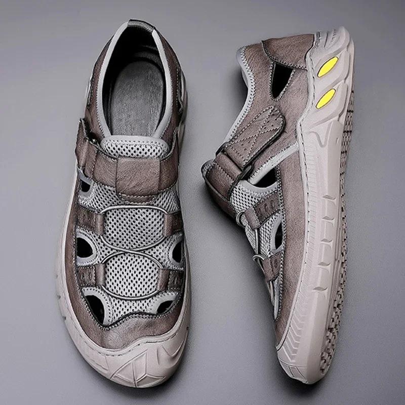 2025 Vintage Classic Mens Sandals Summer Genuine Leather Sandals Men Outdoor Casual Lightweight Sandal
