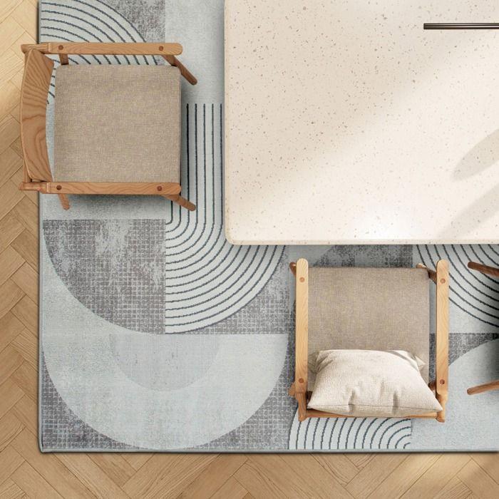 Modern Grey Rug with Graphic Patterns 160x230