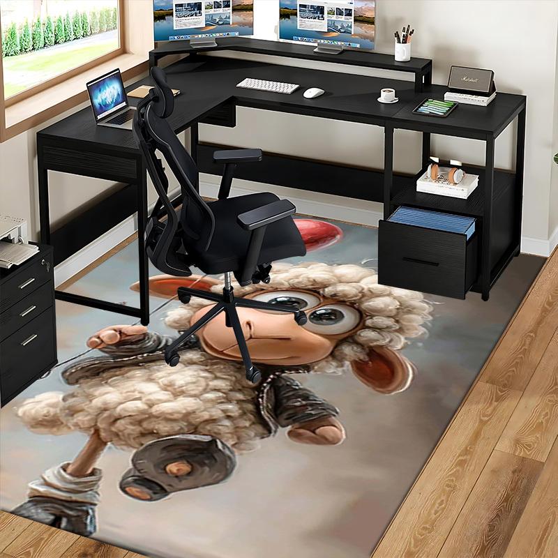 1pc Sheep with Heart Balloon Chair Mat - Anime Cartoon Design Office Chair Pad, Non-Slip Carpet for Home Decor, Seasonal Gift, Suitable for Office, Li