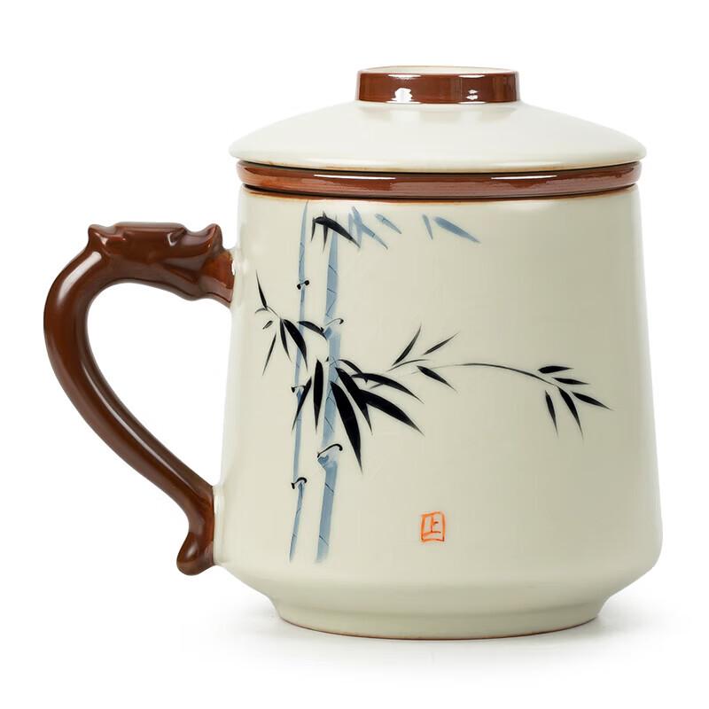 Nanshan Series Hand-painted Ceramic Tea Mug with Dragon Handle and Filter