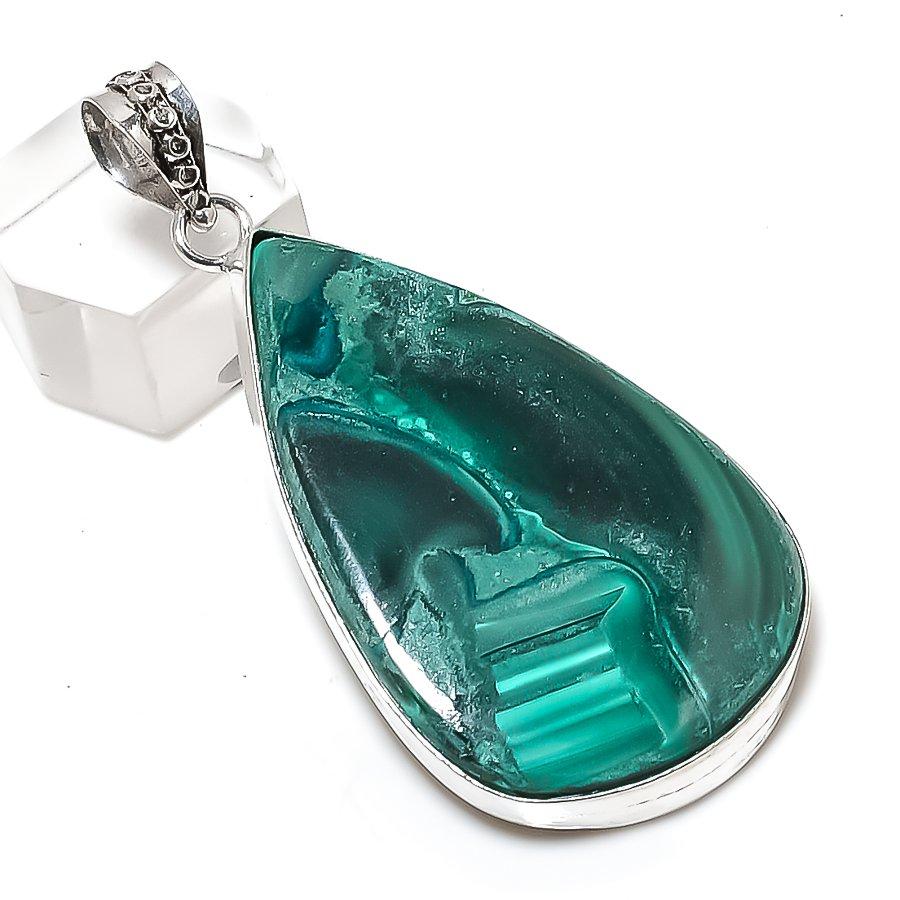 

Малахит Драгоценный Камень 925 Стерлинговое Серебро Ювелирное Изделие Подвеска 2,40