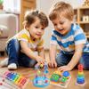 1 Set Wooden Educational Toy Kit with Xylophone Block Stacking Clock Rainbow Stacker Bead Maze Tangram Caterpillar Number Alphabet Learning Board Toy
