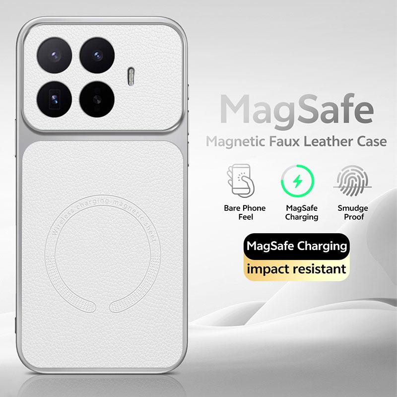 PU Leather Magnetic Wireless Charging Case For Magsafe Xiaomi Poco C75 C85X C81 M7 Plus M8 X8 X7 F5 F6 F7 F8 F9 Pro Max Ultra