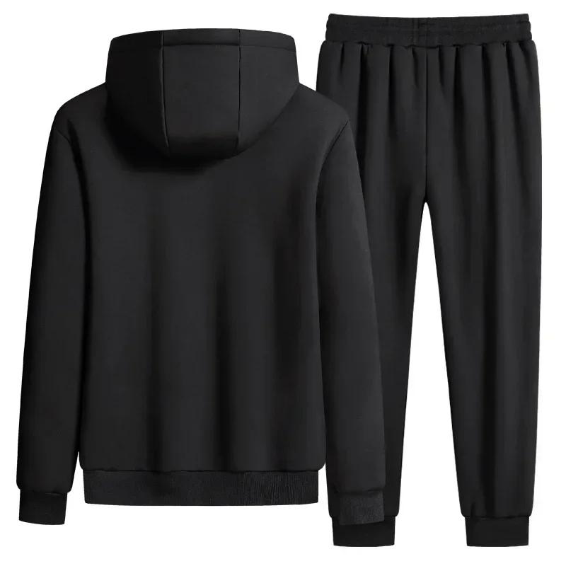 Plus Size Winter Men Sweat Suits Fleece Sportwear Suit Zipper Jacket+pants Warm Sports Sets Oversized Thick Hoodie Tracksuit