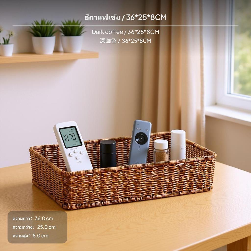 Rectangular Storage Box, RattanLook Organizer, polypropylene material, Bathroom & Living Room,