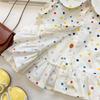 Summer Girls Polka Dot Peter Pan Collar Vest And Ruffle Skirt Casual Two Piece Set