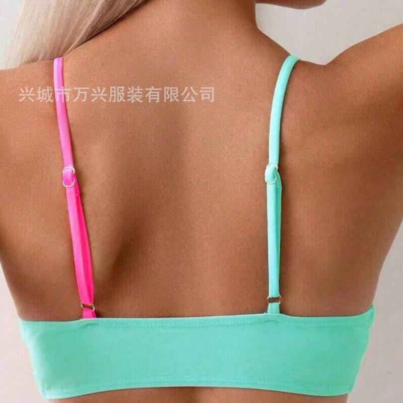 2025 New Color Matching Suspender Sexy Split Swimsuit Women's Three-point Bikini Beach Spa Swimsuit