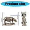 652F Artistic Resin Skeleton Hippo Decors Mystical Felines Skeleton Resin Statue, Artistic Desk Decoration for Creative Space