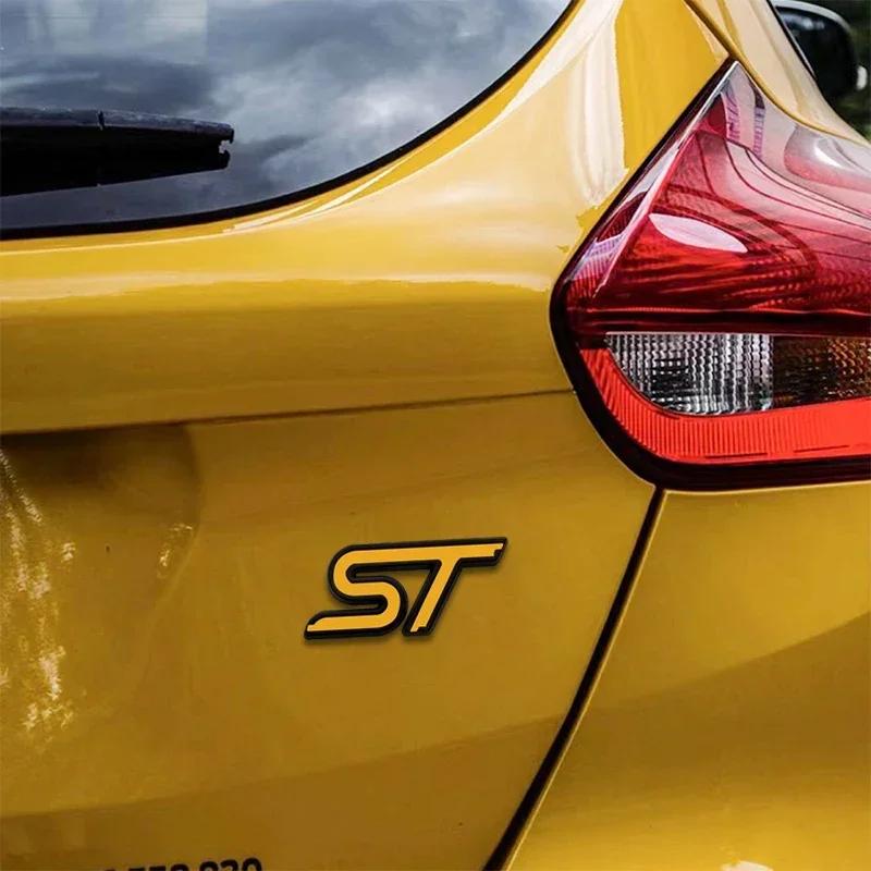 AJG1 3D Metal ST Badge Decal Car Body Emblem Rear Trunk Sticker for Ford Everest Fiesta Focus Mondeo Ranger Mustang Transit Explorer