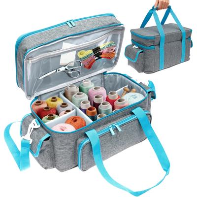 Large Sewing Machine Bag Double Layer Embroidery Thread Yarn Carrying Case Portable Storage Tote Sewing Machine Accessories