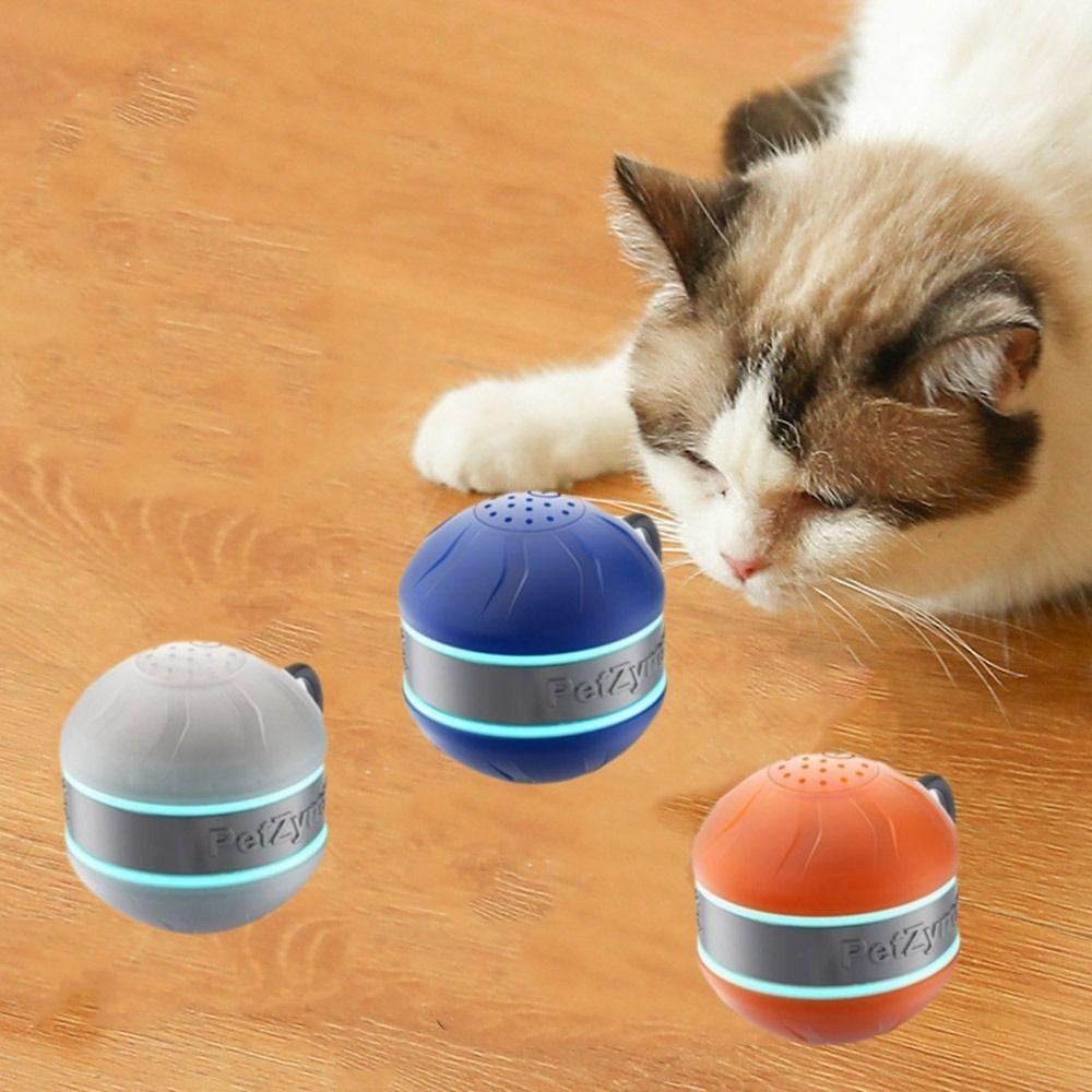 USB-wiederaufladbarer interaktiver Katzen-Spielzeugball, drehend, Anti-Depression, interaktiver Ball für Katzen mit Schwanz, bissfest