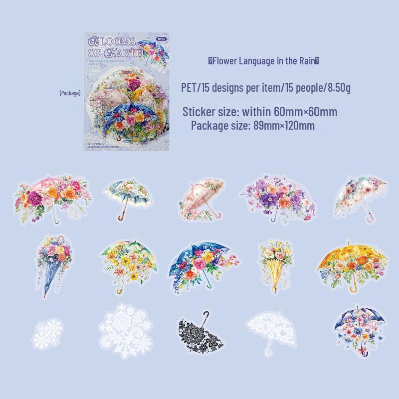 Yi Niao Blossoms Series Flower-Themed PET Sticker Pack - 6 Designs for Journals