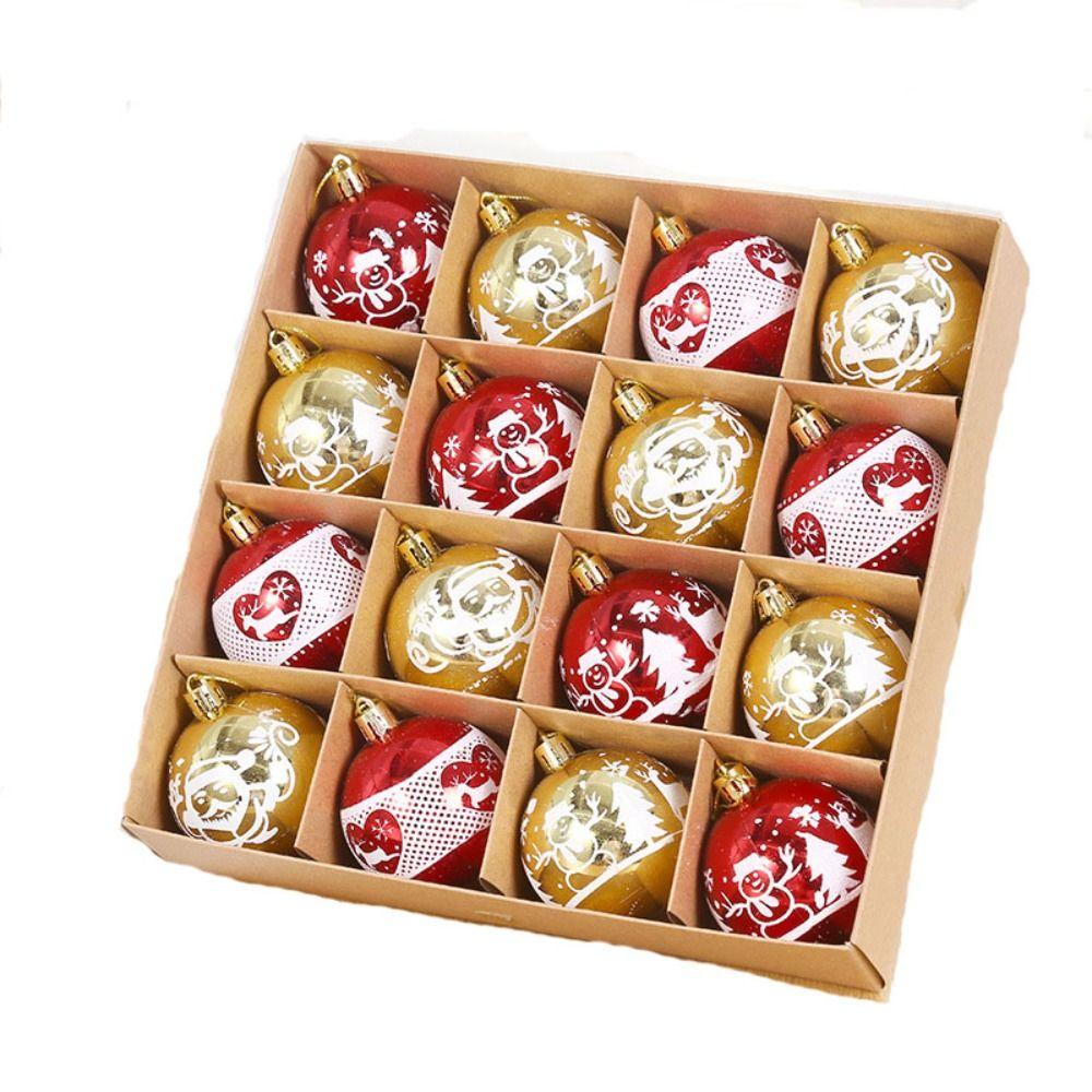 

16pcs/set Plastic Gift Ball Colorful Decorative Balls Set Christmas Ball New Year A