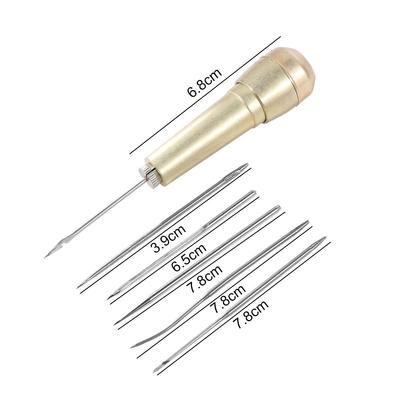 1 Ensemble Outil Alène à Coudre Aiguille Outils de Couture Cuir Fait Main avec Manche en Cuivre Fil de Nylon Aiguilles Pointues pour Couture Cuir