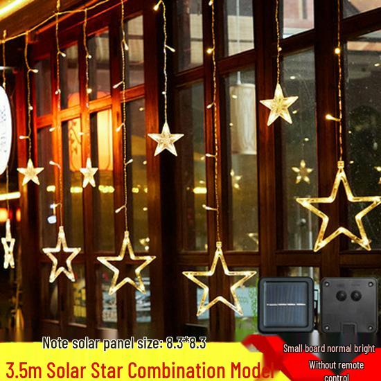 Solar-Powered Star and Moon LED String Lights - Colorful Outdoor Decor for Christmas and Festivals Solar Star Lights Warm Color (Regular Old Model)