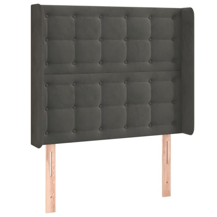 VidaXL Tête de lit avec oreilles Gris foncé 83x16x118-128 cm Velours3120045
