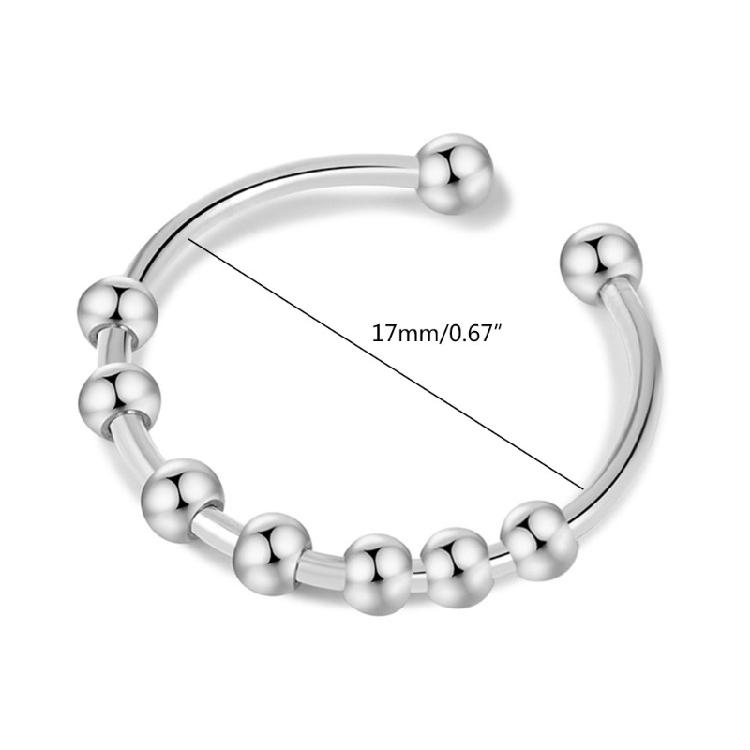 Damen Angstring Klappert Edelstahl Dekompressionsring Fidget Perlenring