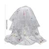 Graceful Bride Lace Veil Women Masquerade Tulle Bachelorette Party Veil with Color Pompoms for Girls Photography