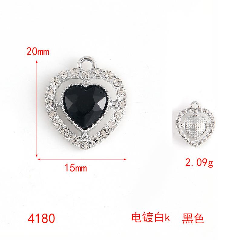 Color Transparent Rhinestone Diy Alloy Jewelry Accessories Diamond-Set Heart Bracelet Necklace Pendant Love Pendant