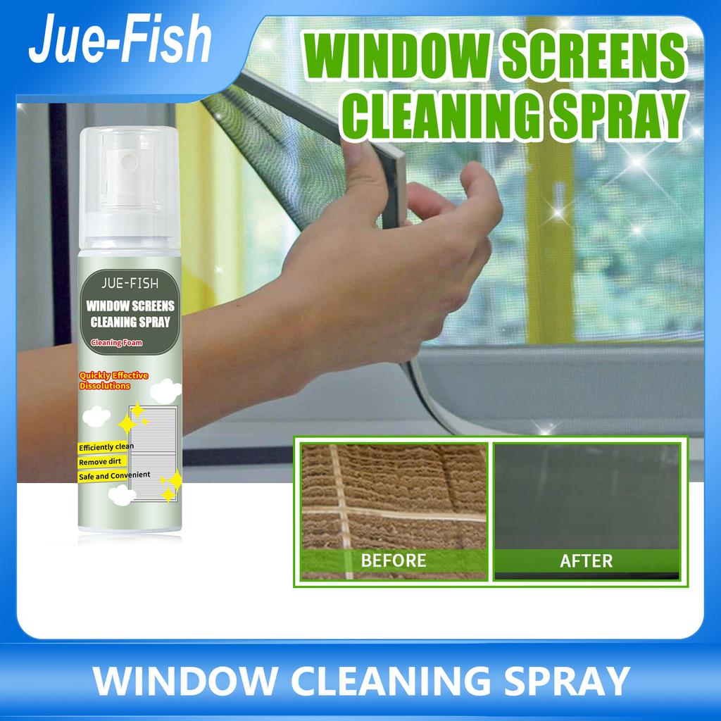 JUE-FISH Window Cleaning Spray Window Screen Cleaning Powerful Decontamination and Descaling Oil Stain Cleaning, Bright Foam Agent