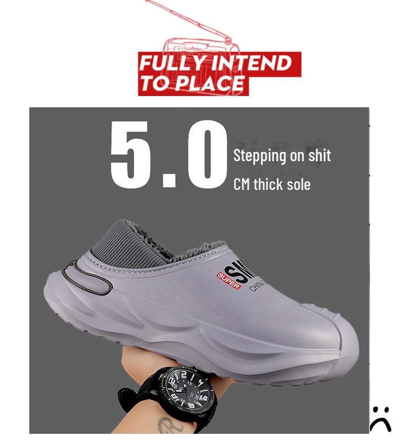 2024 Men's Waterproof Non-Slip Cotton Slippers for Winter - Warm, Large Size, Ideal for Driving and Outdoor Use