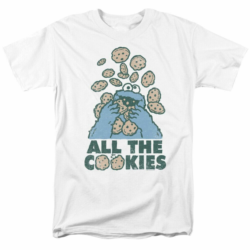 Sesame Street All The Cookies T-shirt Mens Licensed Classic TV Monster White XXXL