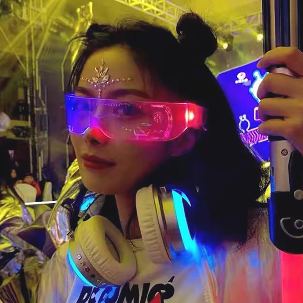 1pcs LED Luminous Sunglasses Vintage Punk Goggles Men Women Fashion Party Christmas Colorful Light Up Glasses Shades UV400