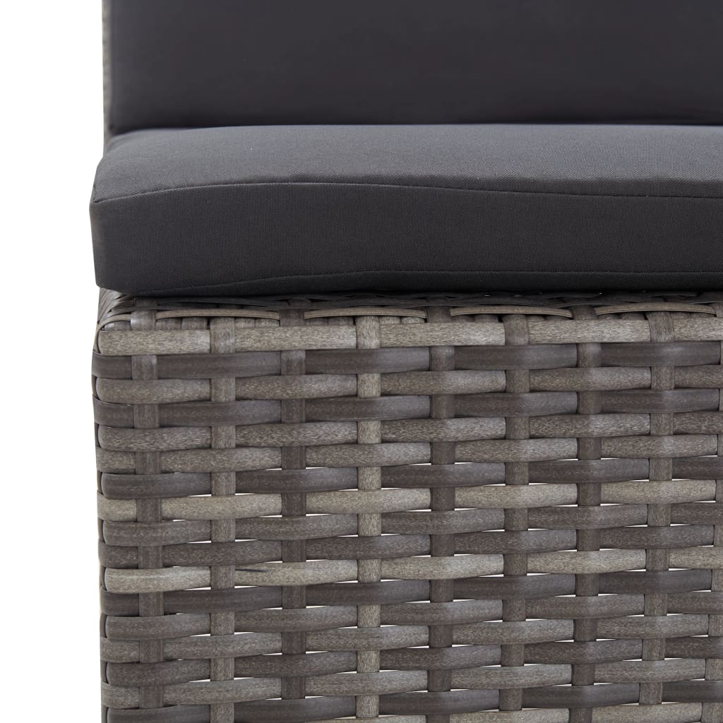 5 Piece Garden Sofa Set with Cushions Poly Rattan Grey