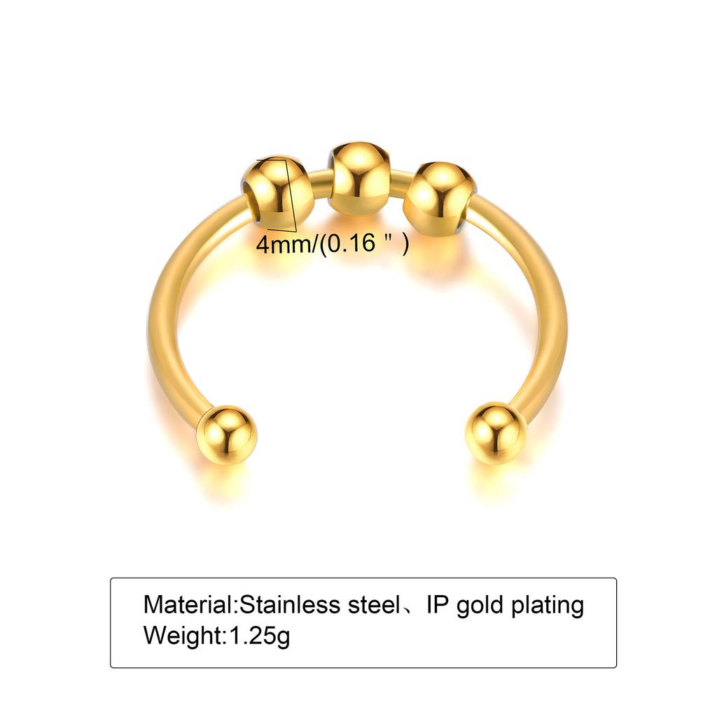 Waterproof Double Ball Open Ring for Women, Asymmetric Wrap Open Adjustable Ring, Stainless Steel Girlfriend Jewelry Gifts