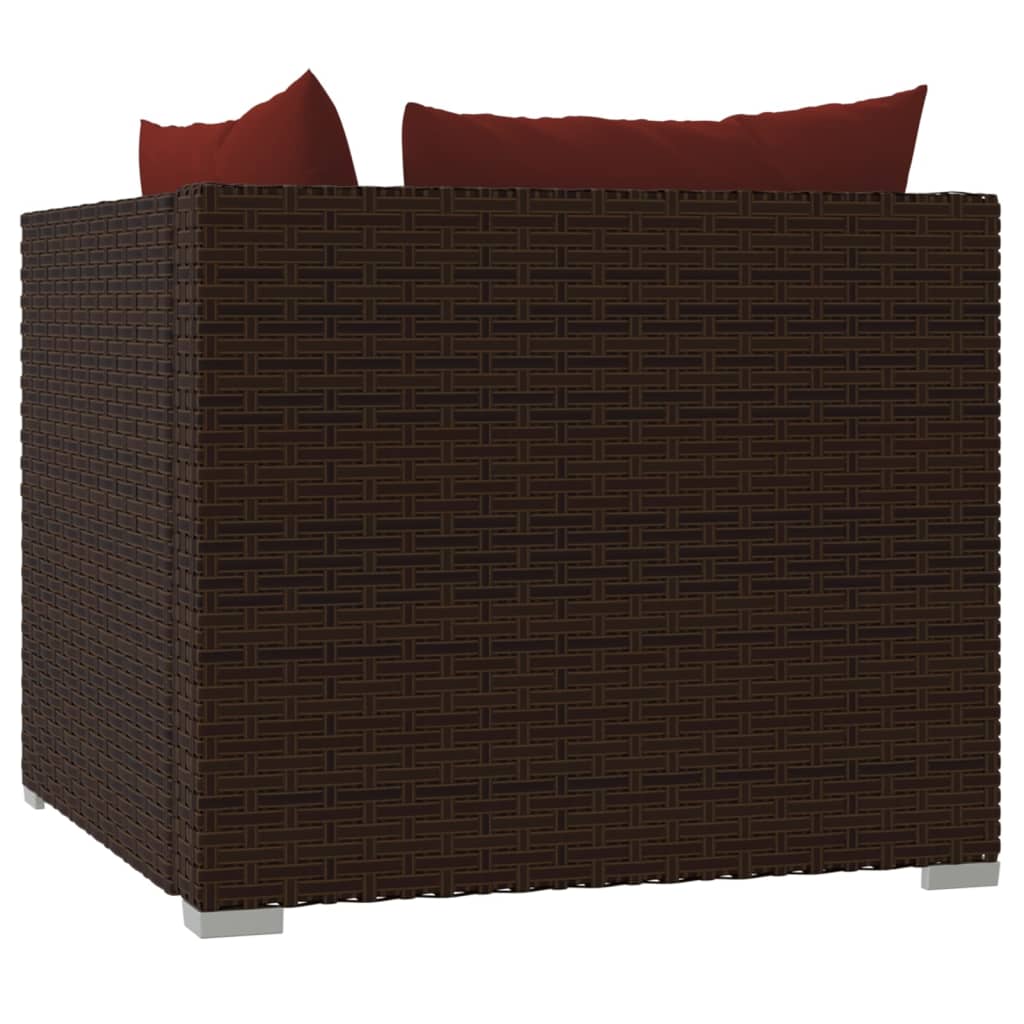 Vidaxl 2-Osobowa Sofa Ogrodowa Z Poduszkami, Polirattan, Brązowa