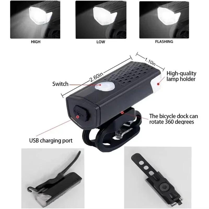 1/2pcs Off Road Bicycle Lights 300 Lumens Usb Charging Bicycle Headlight with Night Riding Taillights Bicycle Accessories