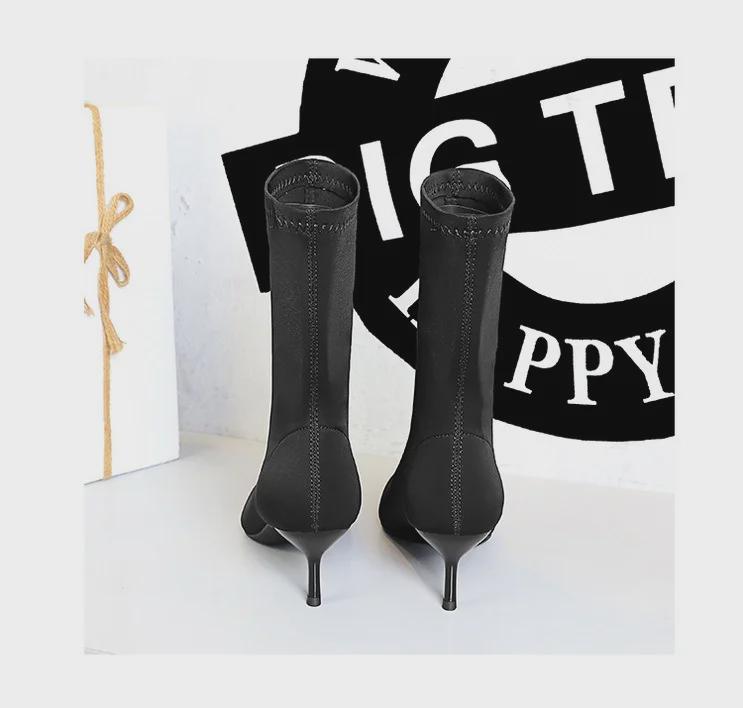 Europeisk og amerikansk stil Stiletto Høy hæl Lycra Slank Pedikyr Kvinners Korte Støvletter