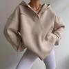 2025 European and American cross-border Amazon new model, velvet hooded printed LOGO long-sleeved versatile sweater V-neck sweater jacket