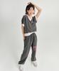 ADOREBELLE V-Neck Ribbon Sweatshirt - Charcoal