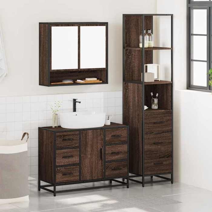 VidaXL Ensemble de meubles de salle de bain 3 pcs Chêne marron 3301174