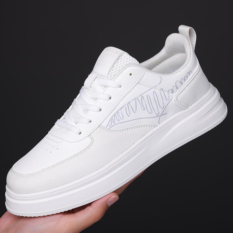 Fashion New Leather Mens Sneakers High Quality Lace-Up Skate Shoes Men Hot Sale Men Casual Walking Shoes Stylish Men's Vulcanize Shoes